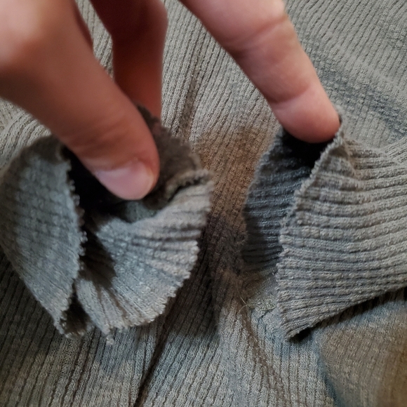 Free People Beach World Traveler Waffle Knit Cowl Neck Sweater. Green. Boho. M. - Picture 3 of 9